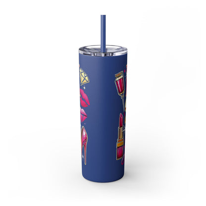 Pink, Sip & Love - Skinny Tumbler with Straw, 20oz - Creatively Designed Shop