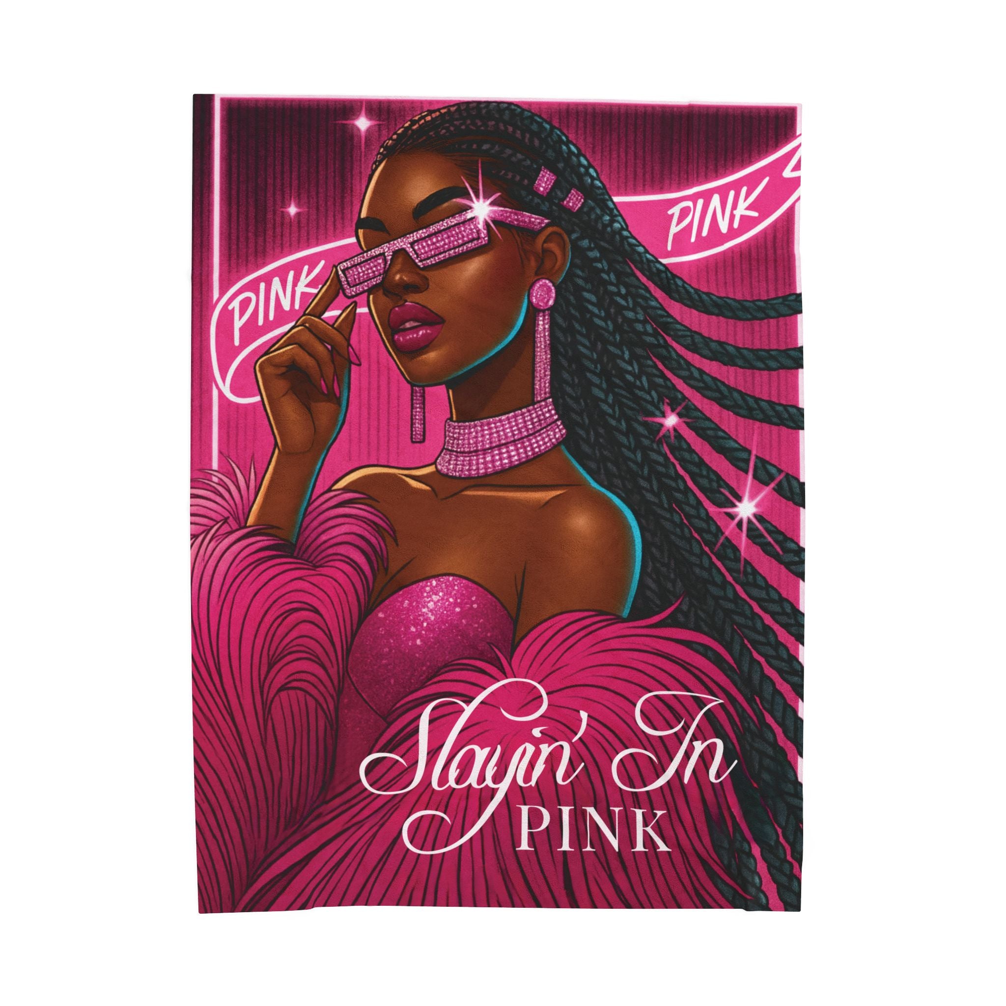 Slayin' In Pink - Velveteen Plush Blanket