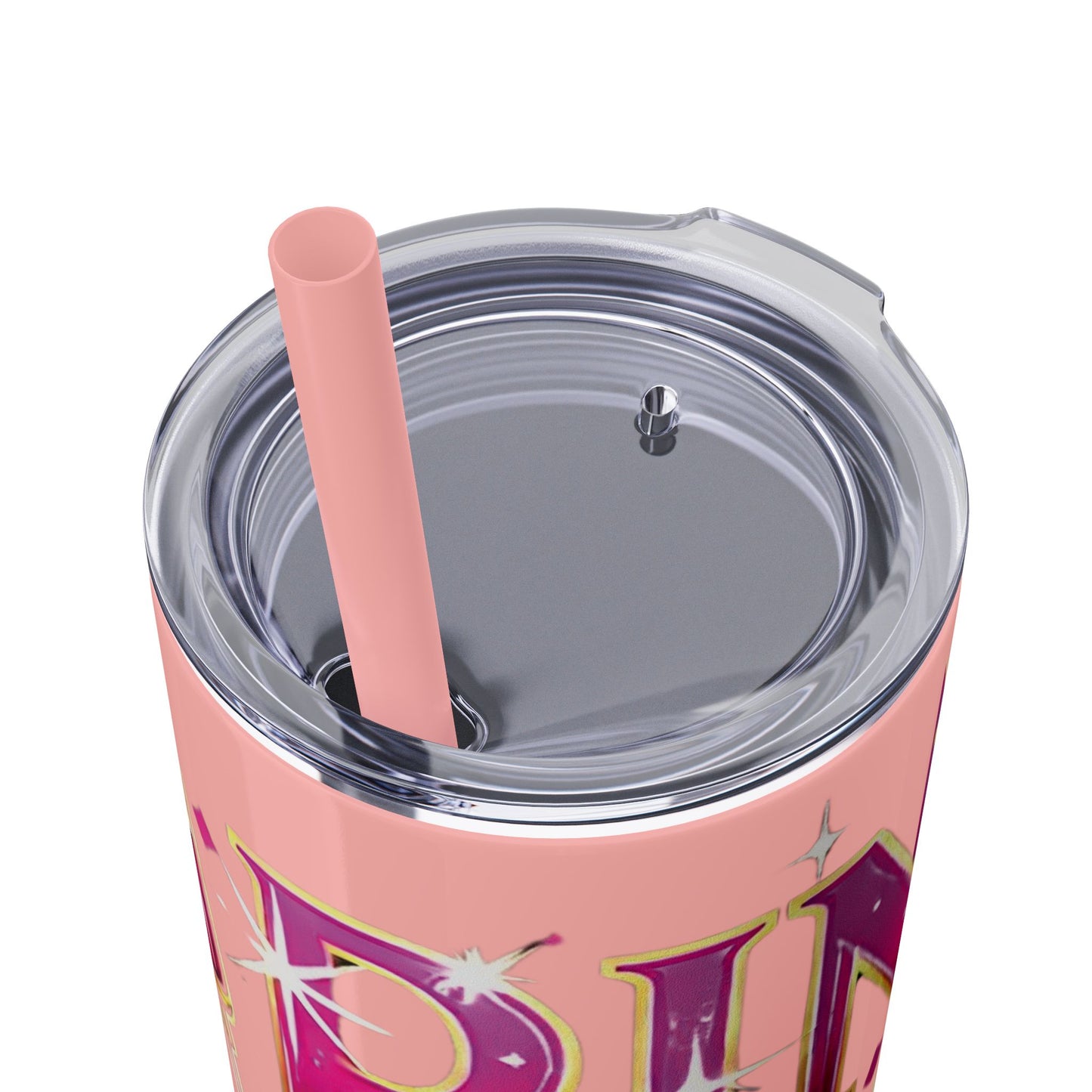 Pink, Sip & Love - Skinny Tumbler with Straw, 20oz - Creatively Designed Shop