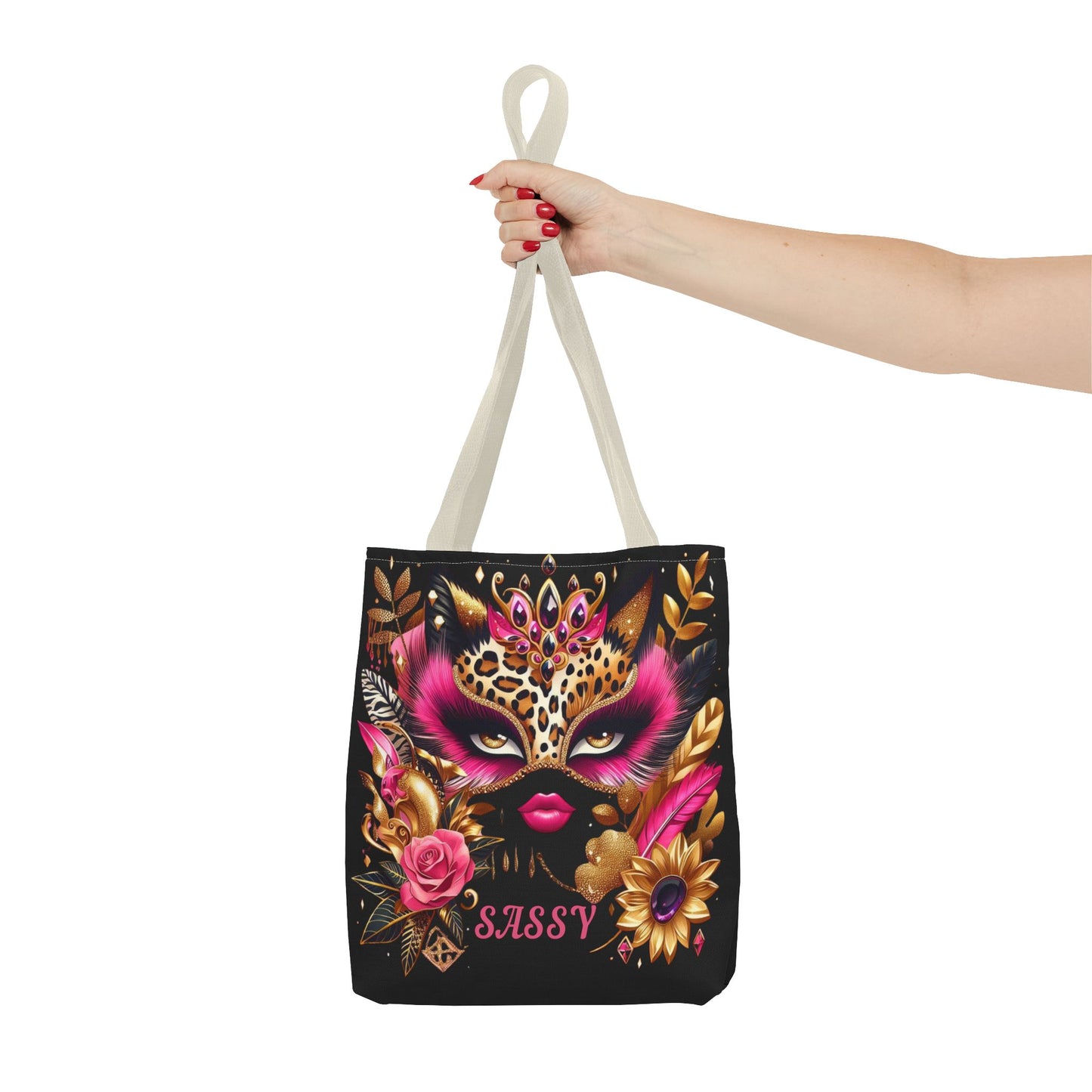"Sassy" (Black) - Tote Bag (AOP) - Creatively Designed Shop