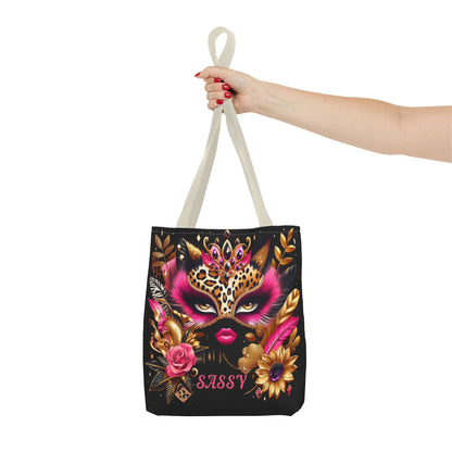 "Sassy" (Black) - Tote Bag (AOP) - Creatively Designed Shop
