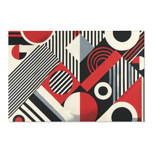 Red, Black & White Abstract - Area Rugs