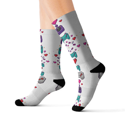 Pixel Hearts & Controllers Socks