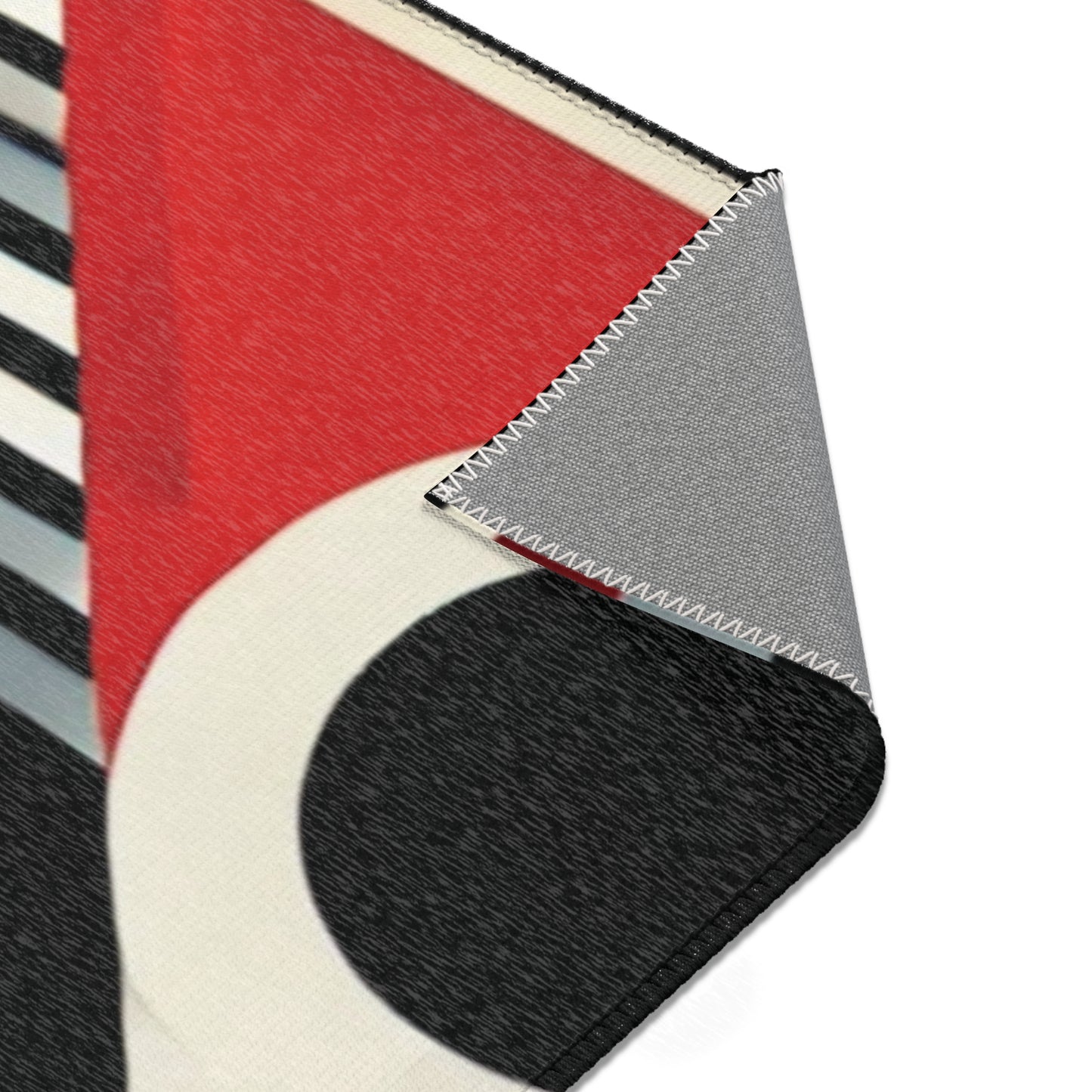 Red, Black & White Abstract - Area Rugs