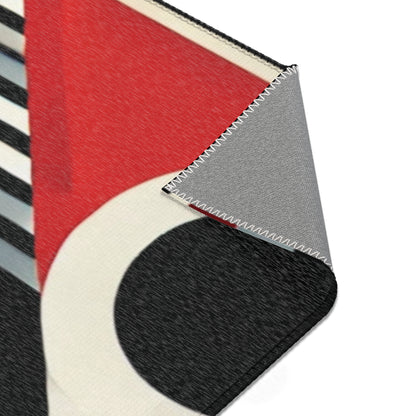 Red, Black & White Abstract - Area Rugs