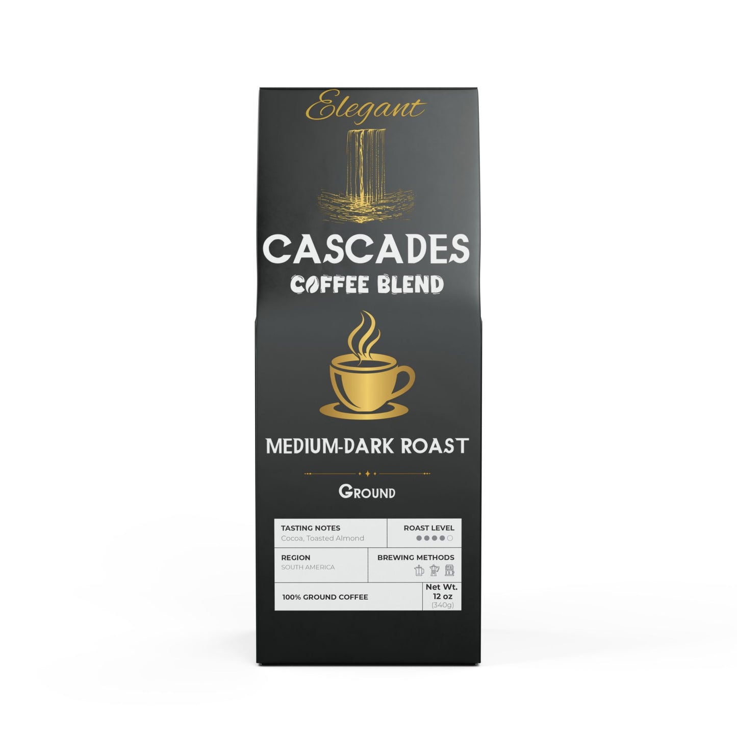 Elegant Cascades Coffee Blend (Medium-Dark Roast)