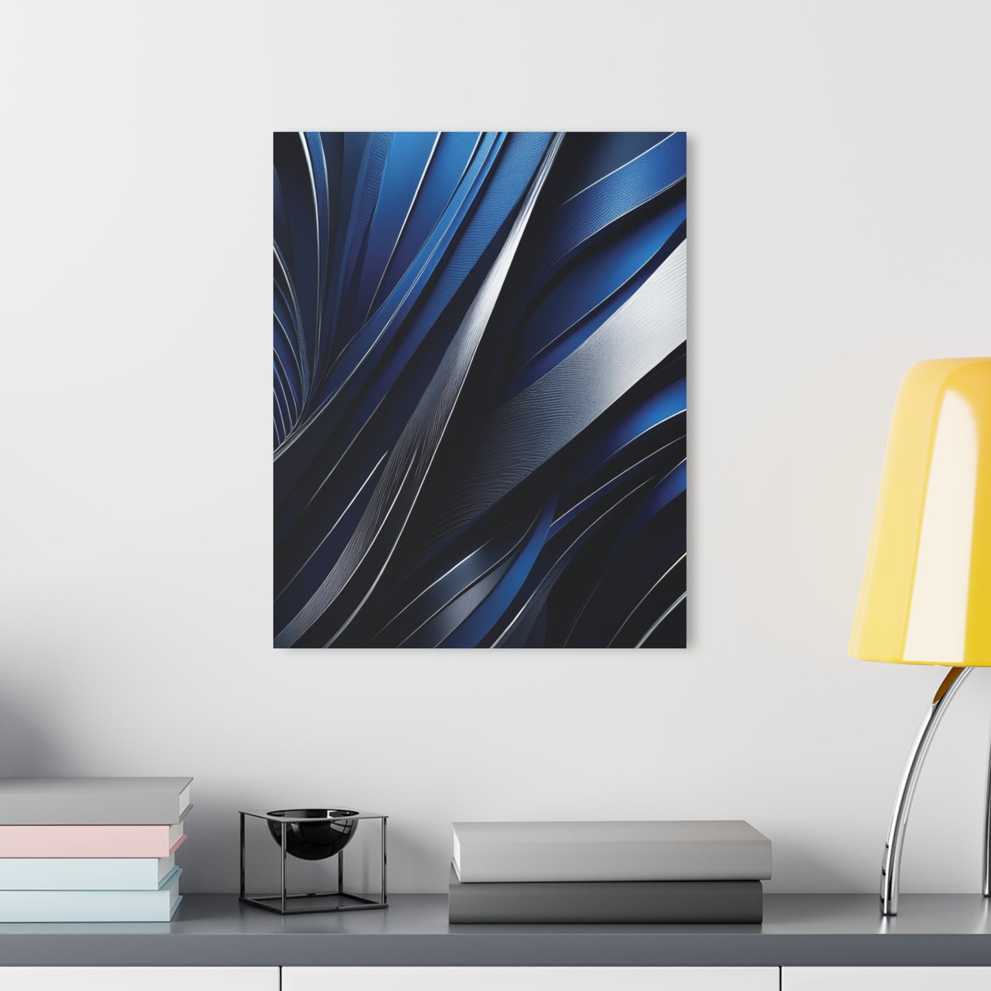 Abstract Blue & Silver - Acrylic Prints (French Cleat Hanging)