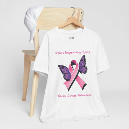 SES Breast Cancer Awareness "Butterfly & Ribbon" - Unisex Jersey Short Sleeve Tee