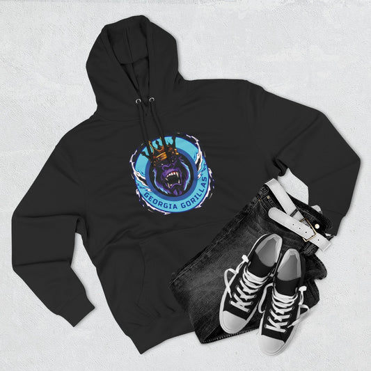 Georgia Gorillas (Blue) - Three-Panel Fleece Hoodie - Creatively Designed Shop