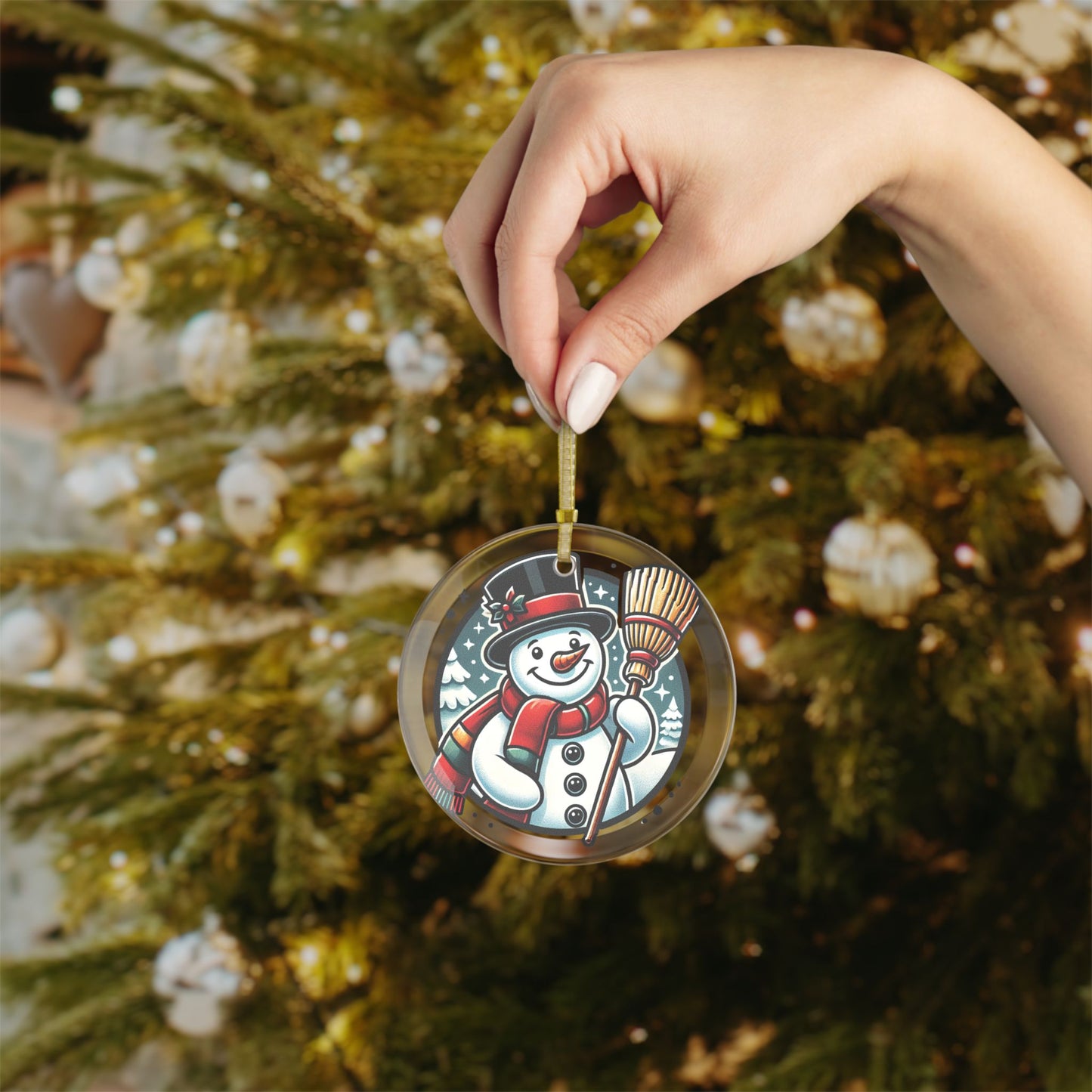 Snowman with a Magic Hat - Glass Ornaments - Creatively Designed Shop