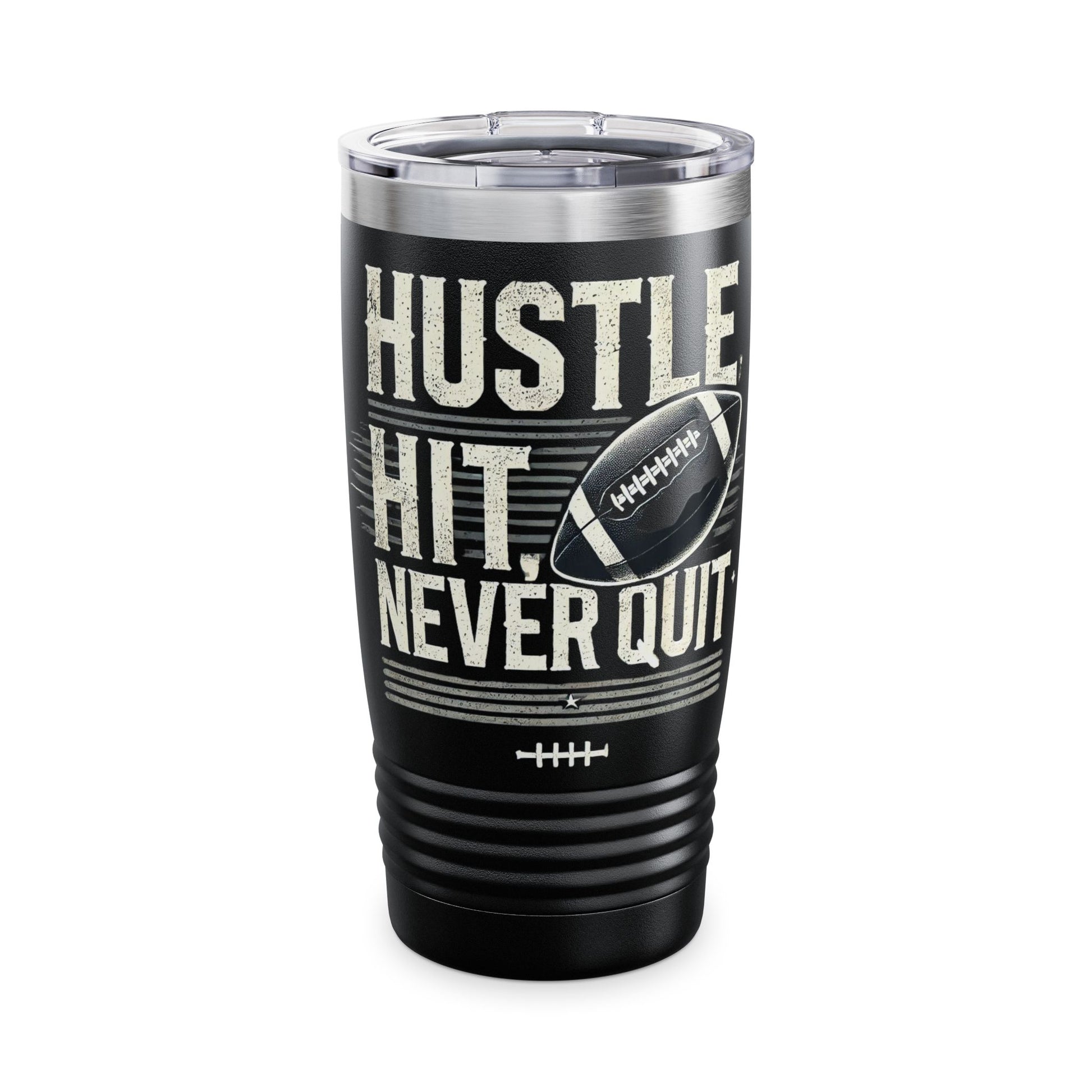 Hustle, Hit, Never Quit - Ringneck Tumbler, 20oz - Creatively Designed Shop