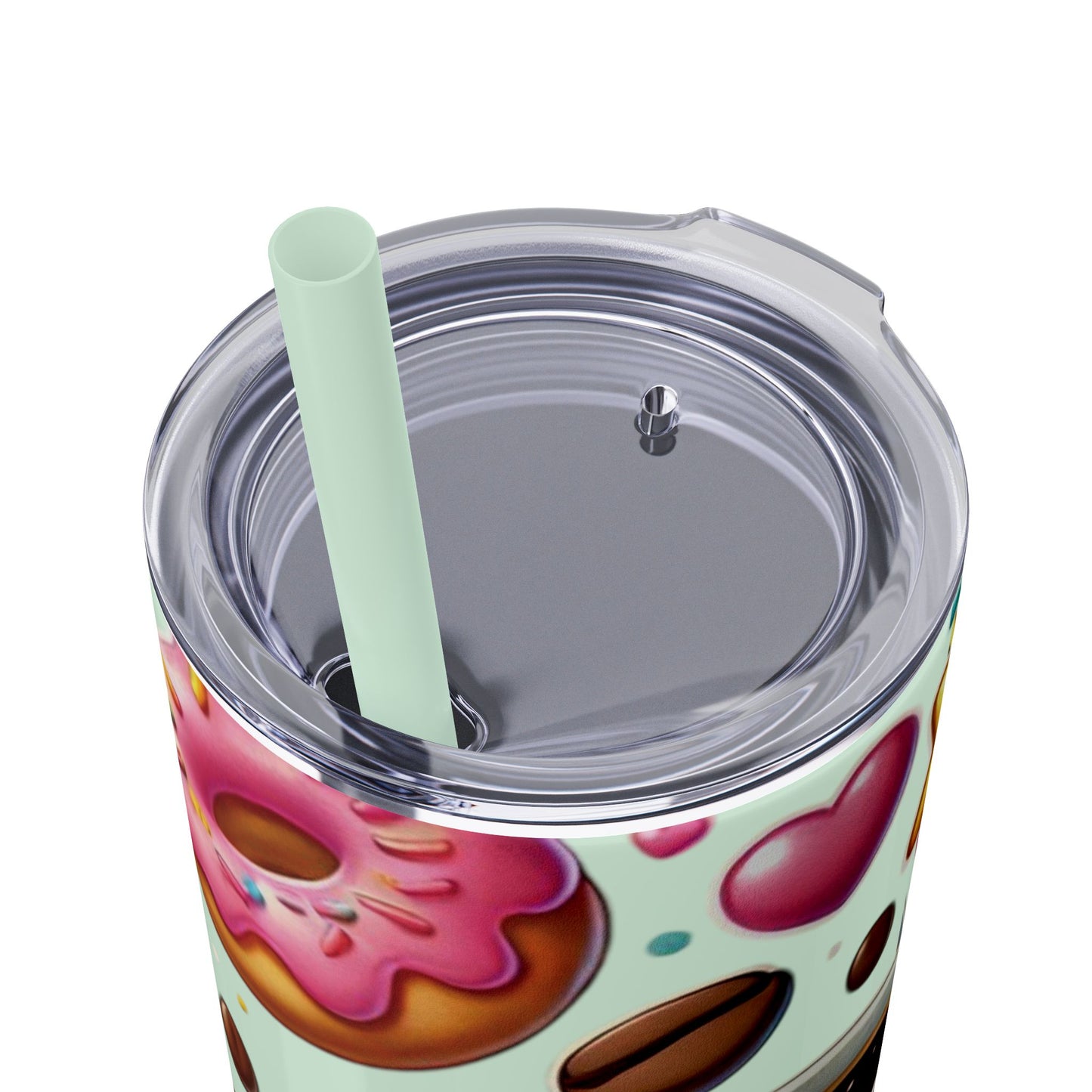 Coffee & Donuts - Skinny Tumbler with Straw, 20oz
