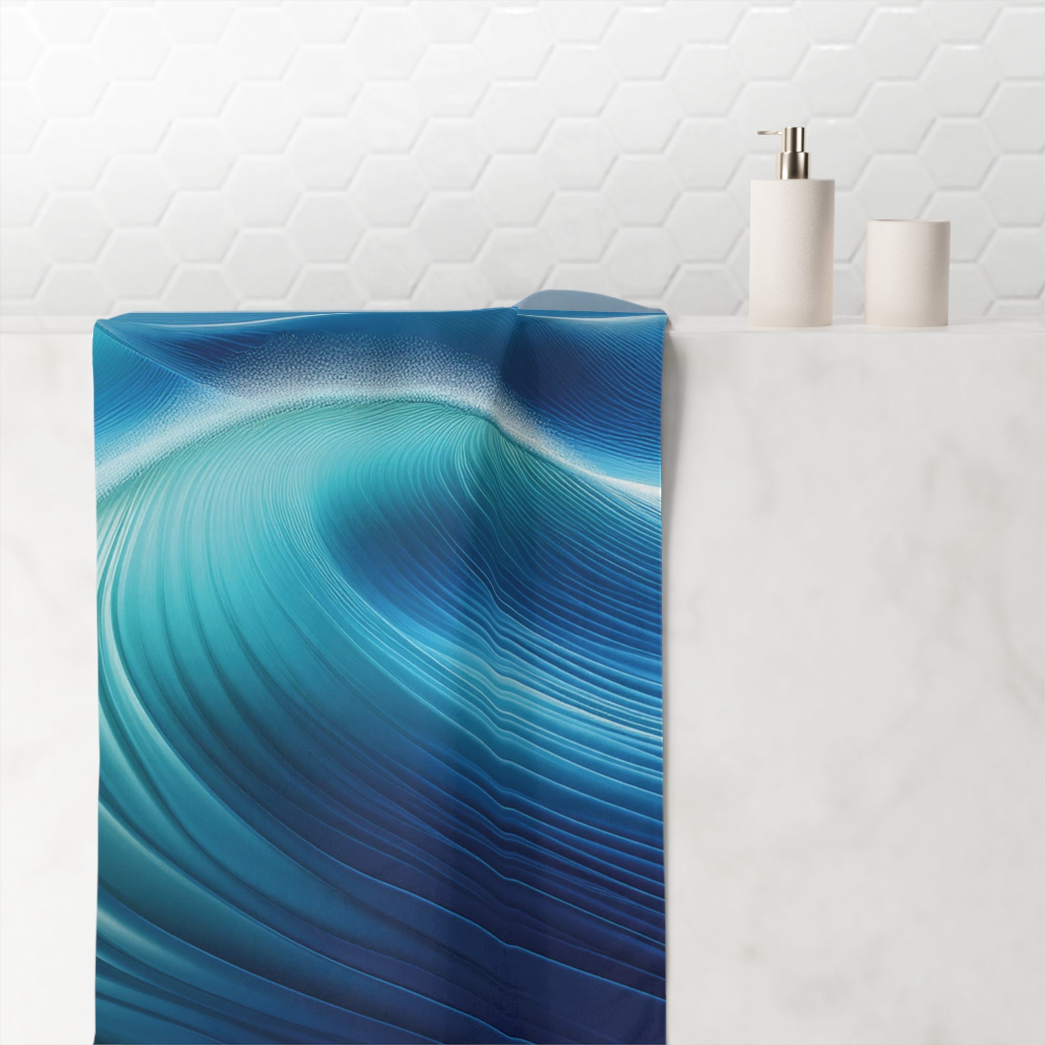 Shades of Blue Waves - Mink-Cotton Towel