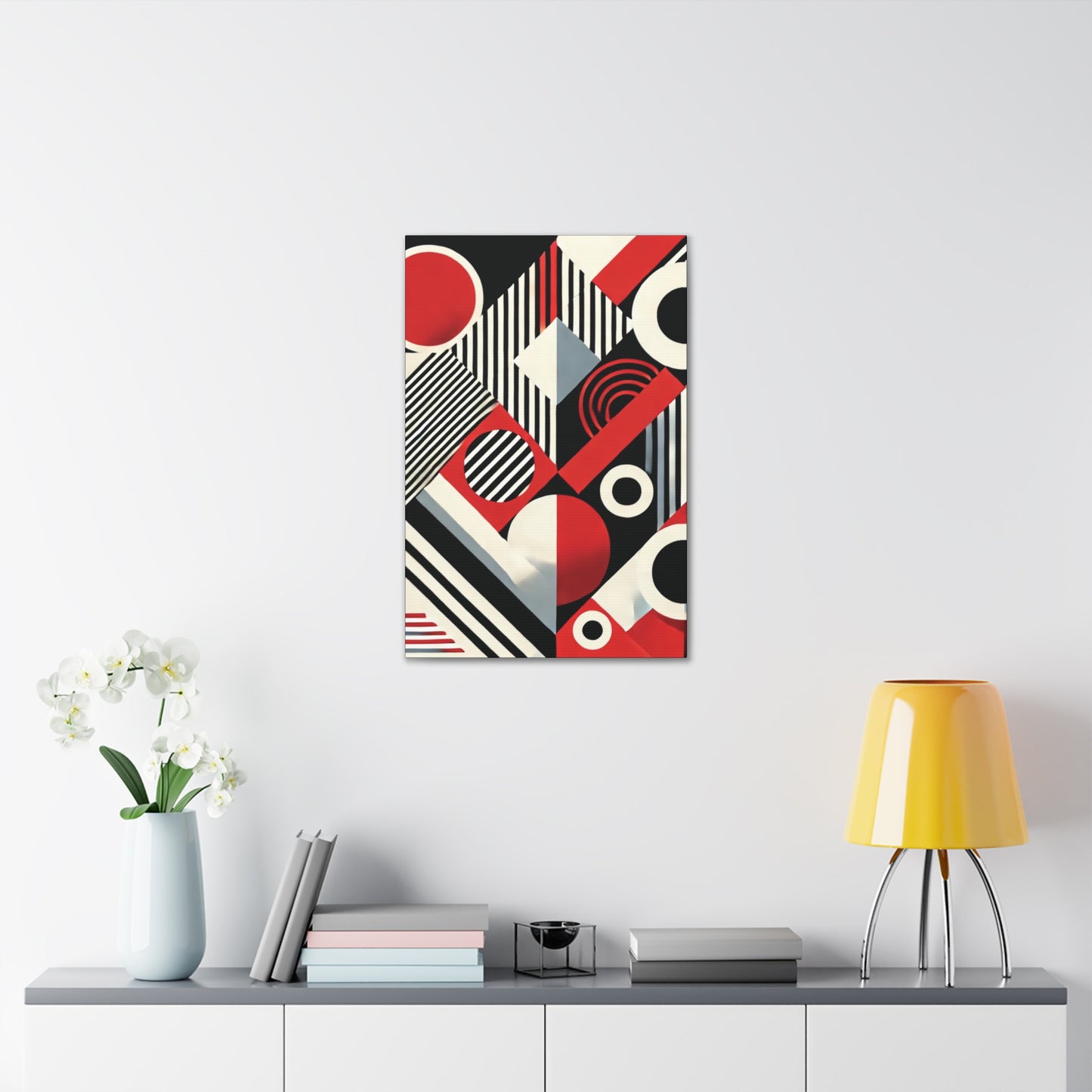 Red, Black & White Abstract - Canvas Gallery Wraps