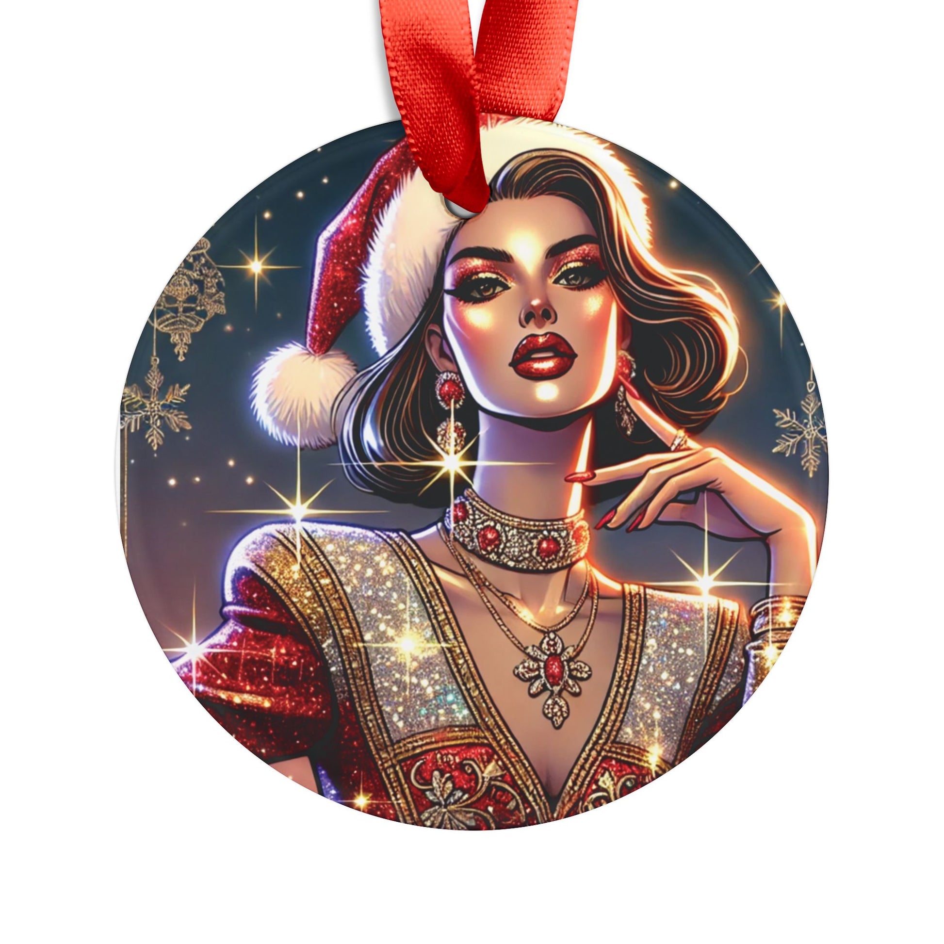 Christmas Beauty - Acrylic Ornament with Ribbon - Creatively Designed Shop