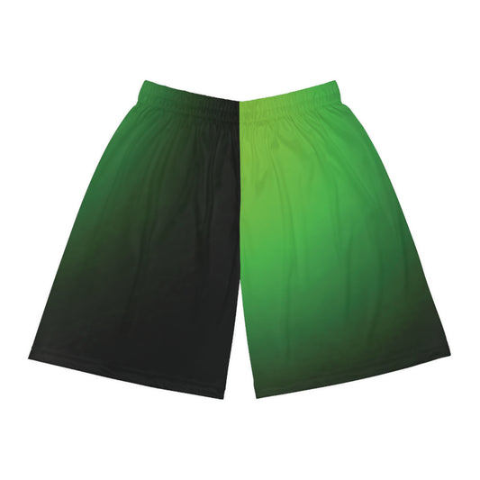 Split Gradient Faded Green - Basketball Shorts (AOP)