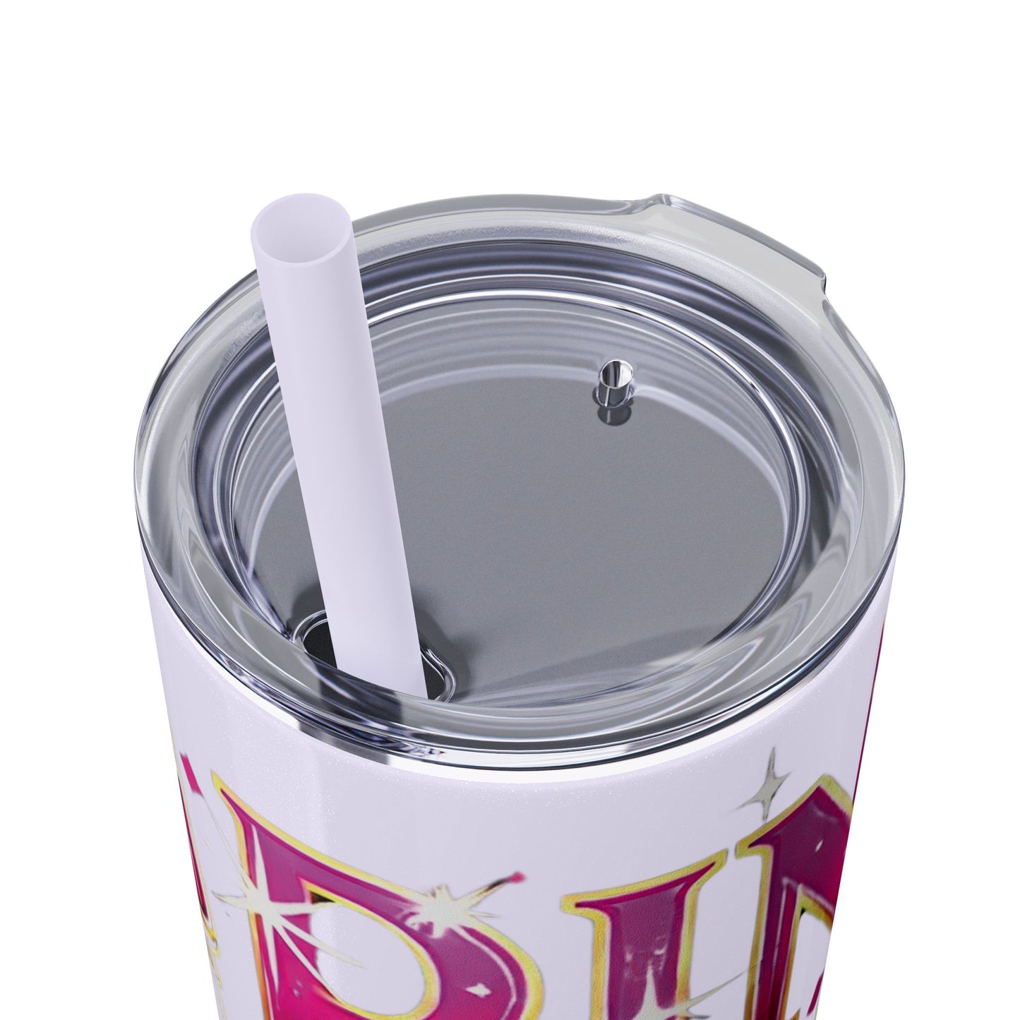 Pink, Sip & Love - Skinny Tumbler with Straw, 20oz - Creatively Designed Shop