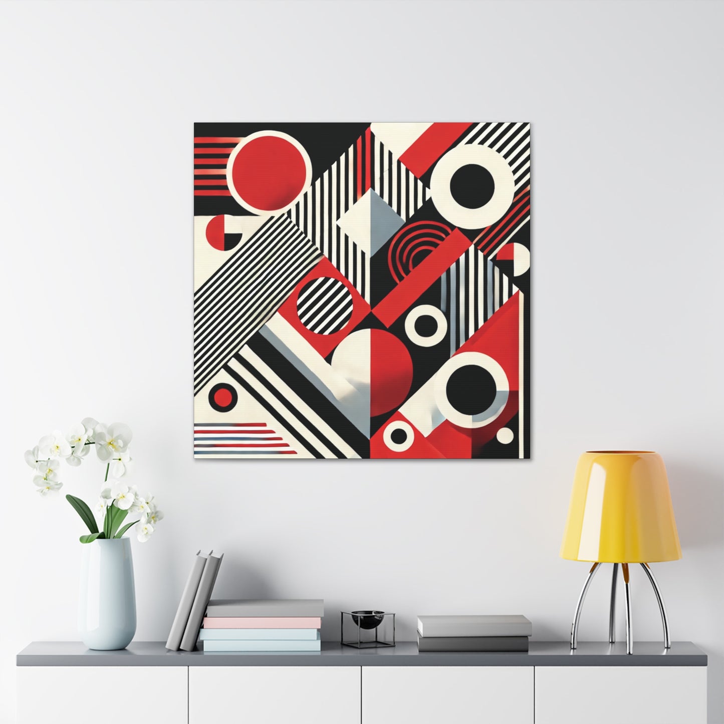 Red, Black & White Abstract - Canvas Gallery Wraps