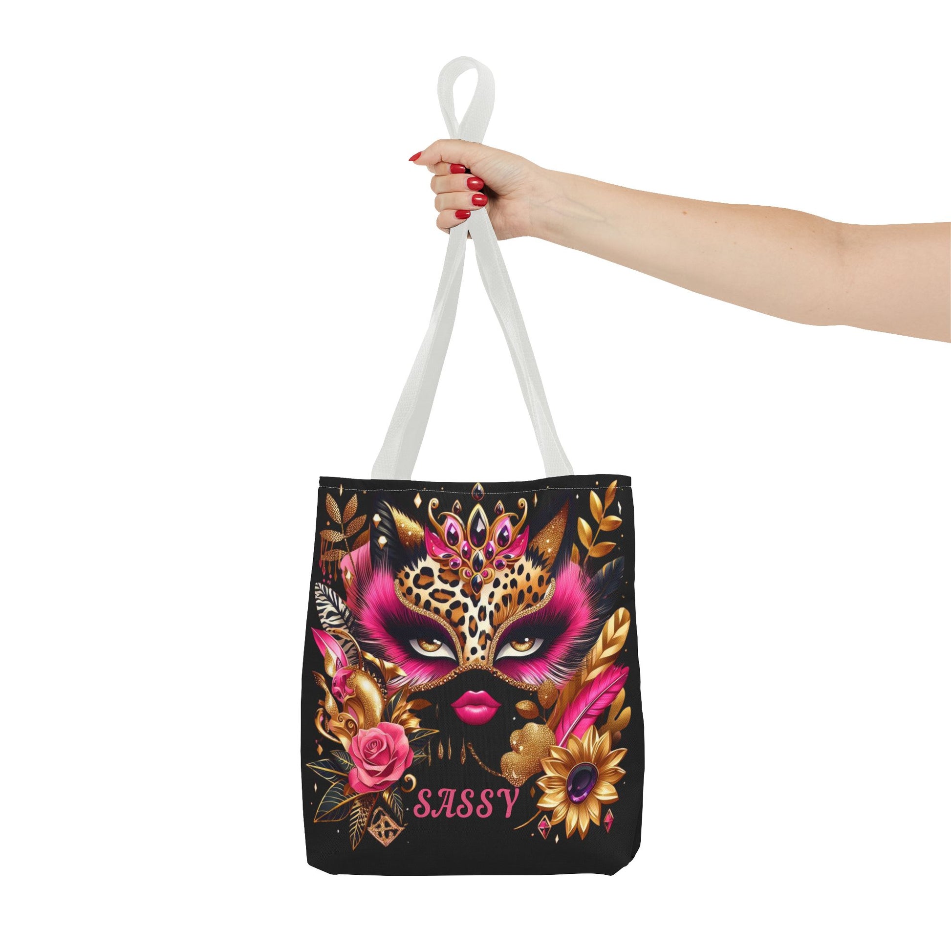 "Sassy" (Black) - Tote Bag (AOP) - Creatively Designed Shop