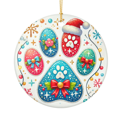 Festive Paw Print - Ceramic Decoration Ornament, (1pc)