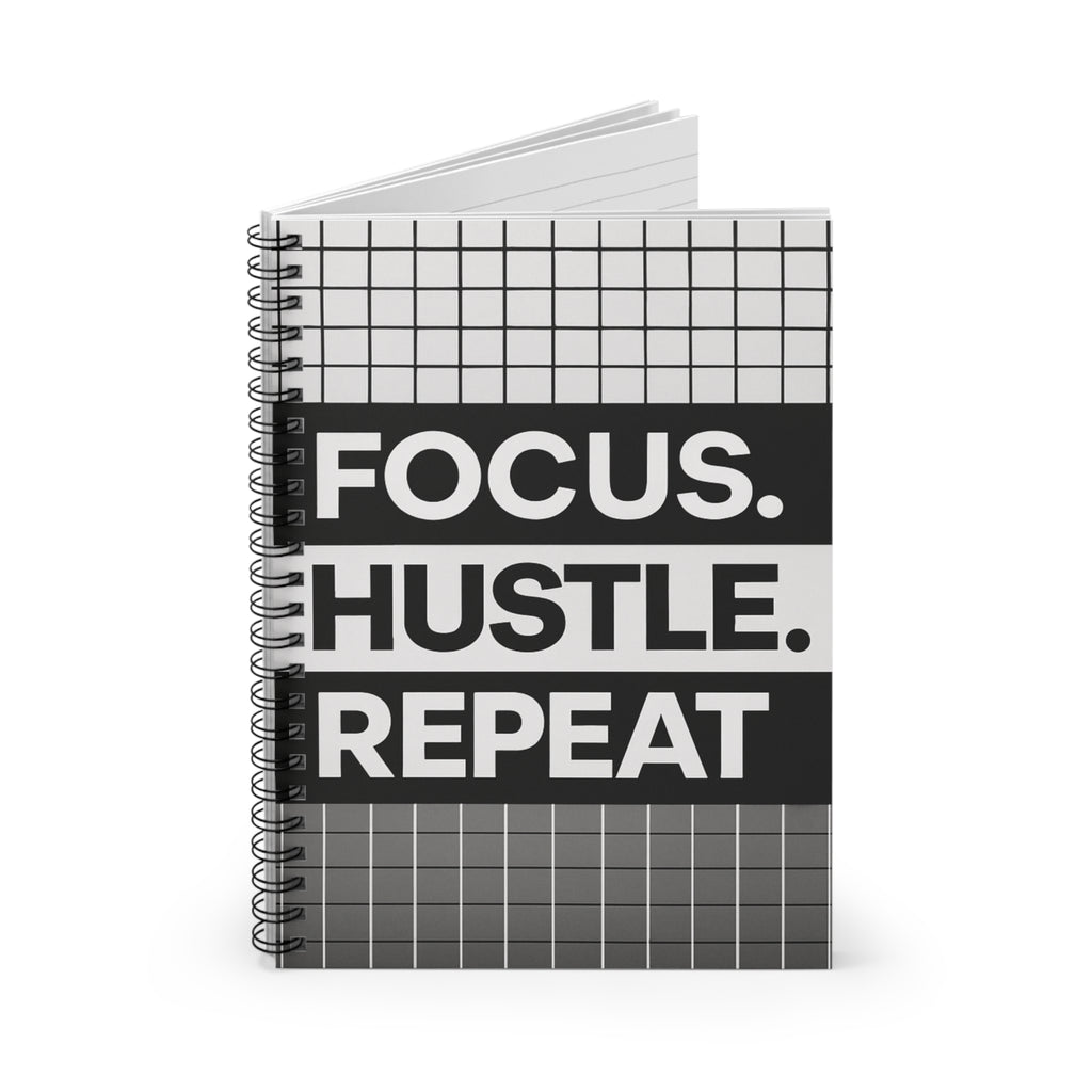 Focus. Hustle. Repeat - Spiral Notebook