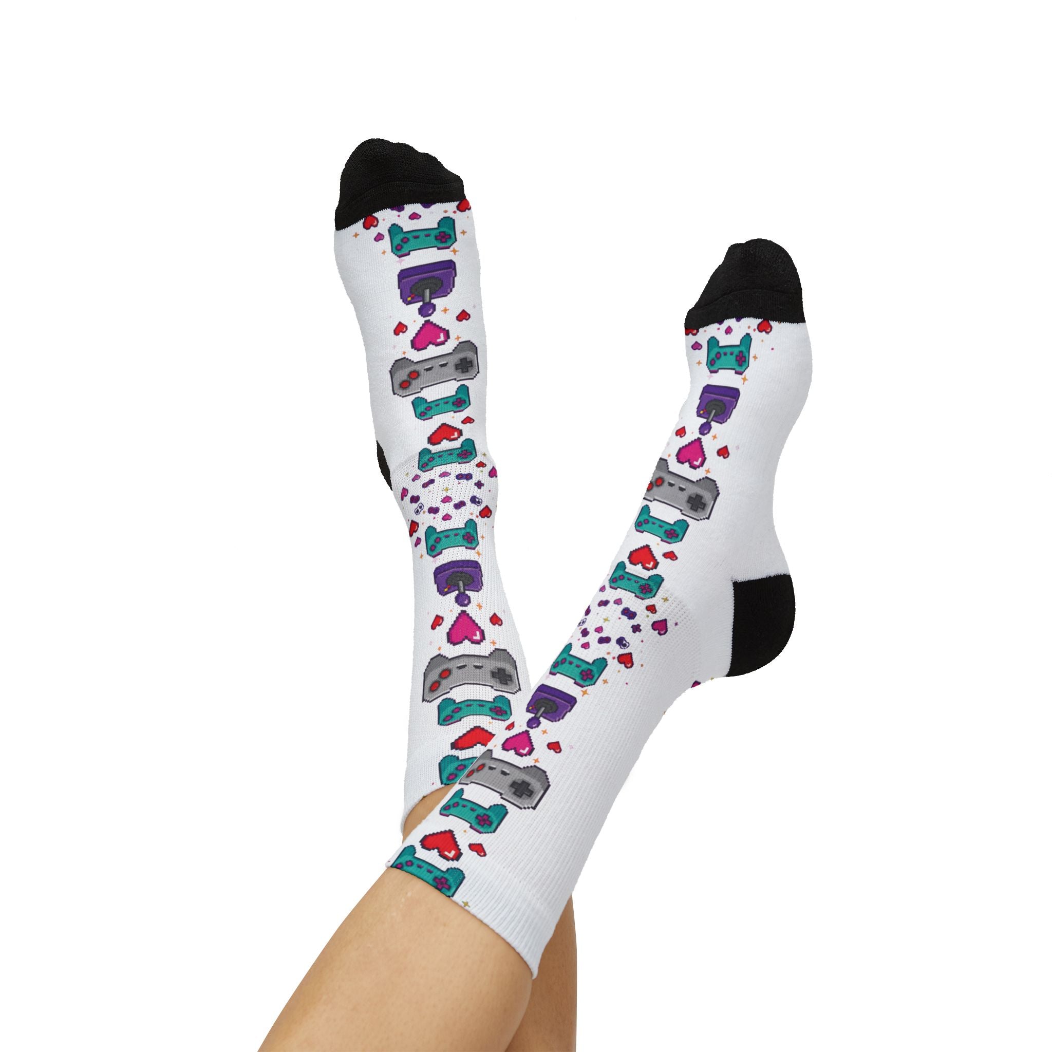 Pixel Hearts & Controllers Socks