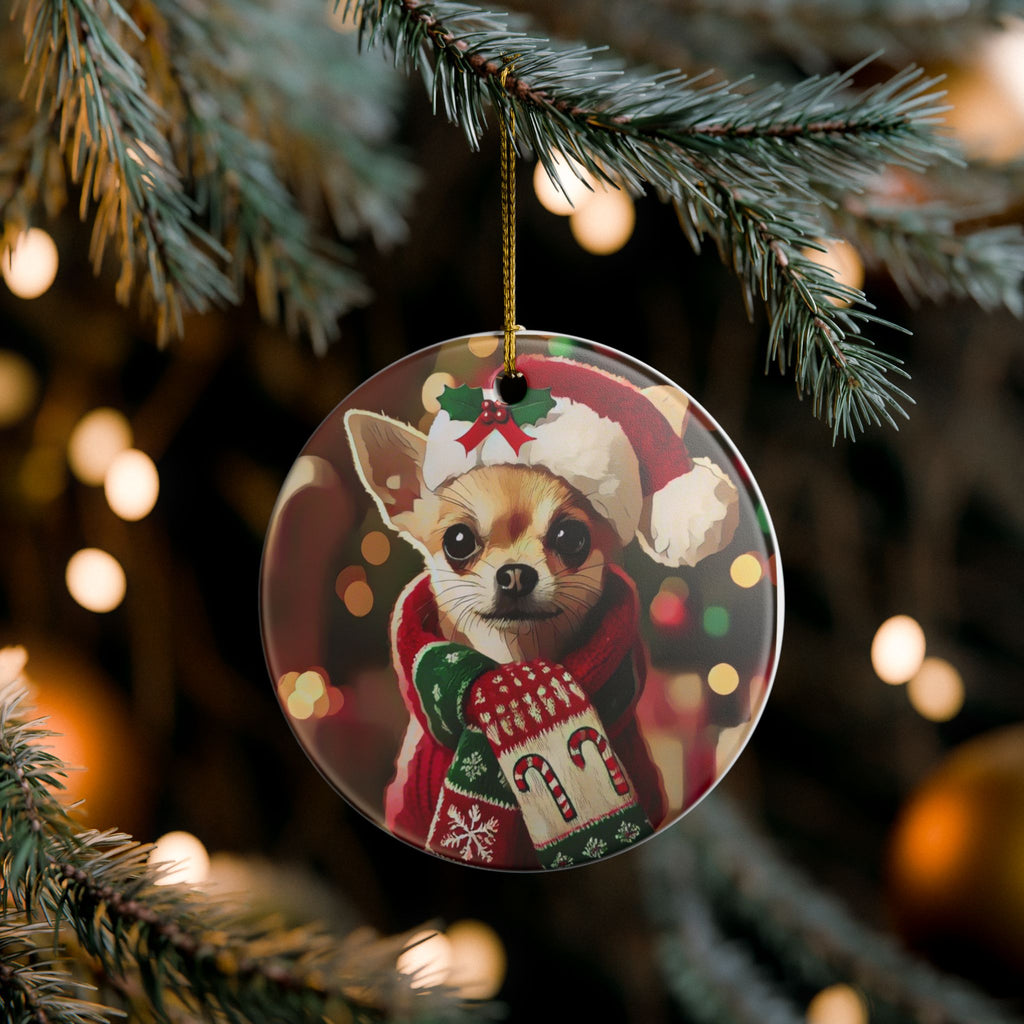 Merry Chihuahua Christmas - Ceramic Decoration Ornament, (1pc)