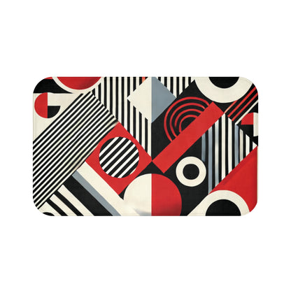 Red, Black & White Abstract - Bath Mat