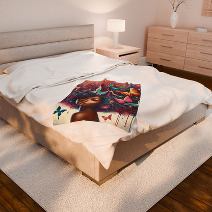 Butterfly Crowned - Velveteen Plush Blanket