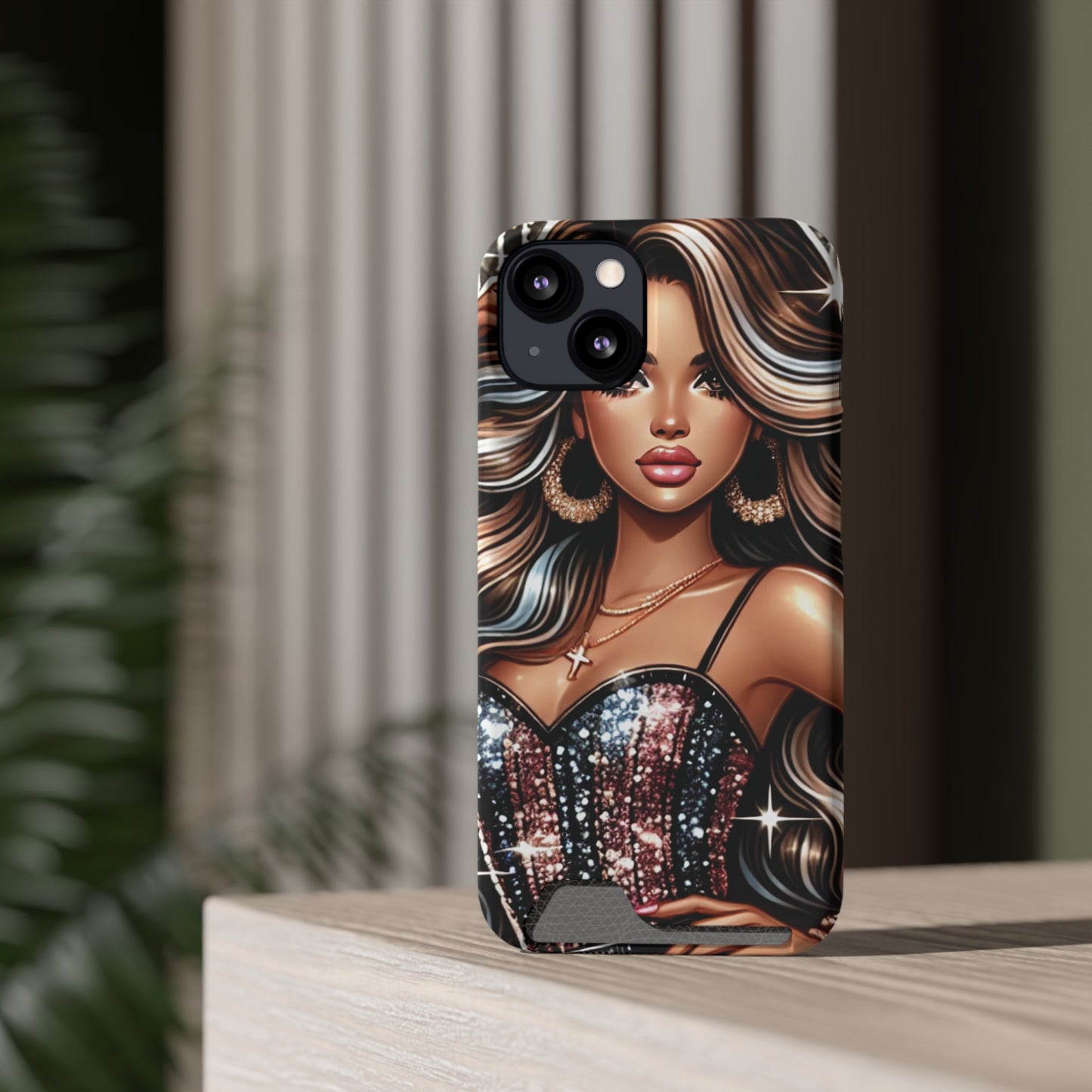 "Beautiful" - Phone Case With Card Holder - Creatively Designed Shop