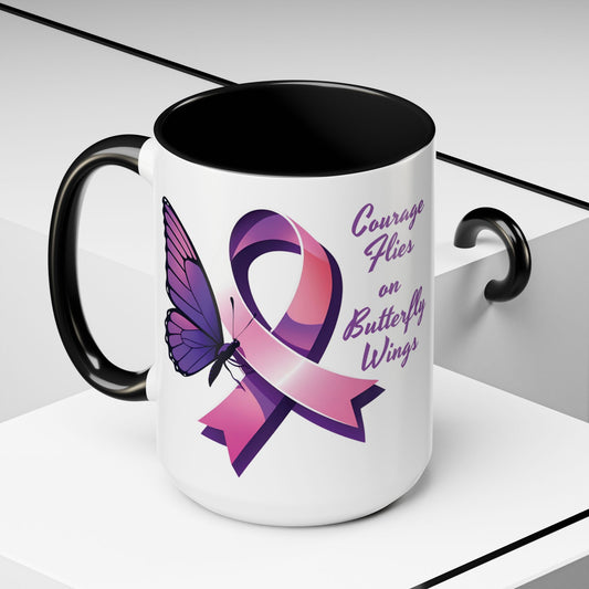 Courage Flies on Butterfly Wings - Accent Coffee Mug