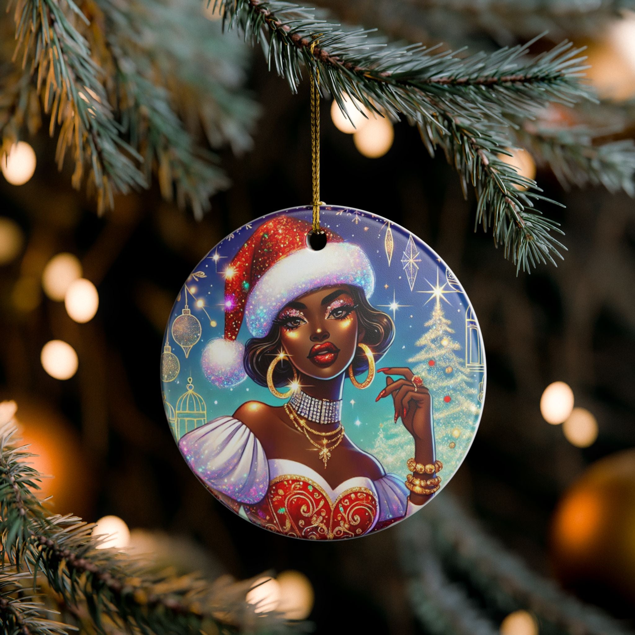 Christmas Beauty (Cultural) - Ceramic Decoration Ornament, (1pc)