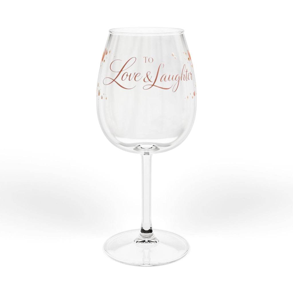 To Love & Laughter – Heart Design Wine Glass (12oz)
