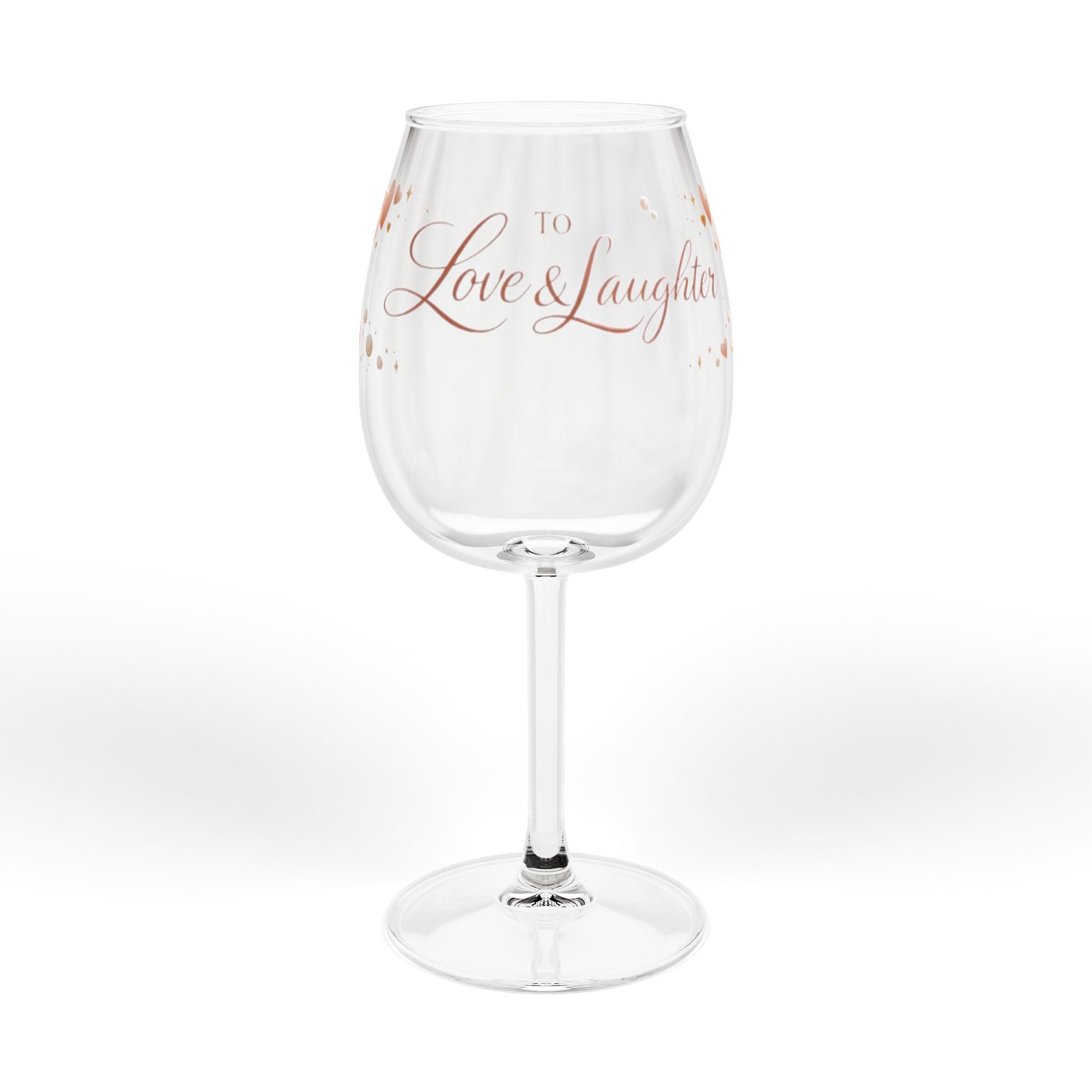 To Love & Laughter – Heart Design Wine Glass (12oz)