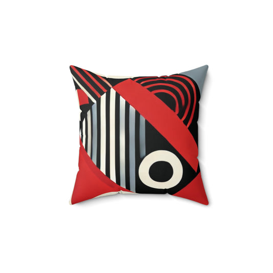 Red, Black & White Abstract - Spun Polyester Square Pillow