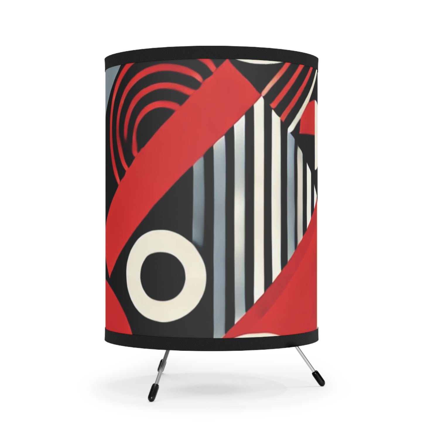 Red, Black & White Abstract - Tripod Lamp with High-Res Printed Shade, US\CA plug