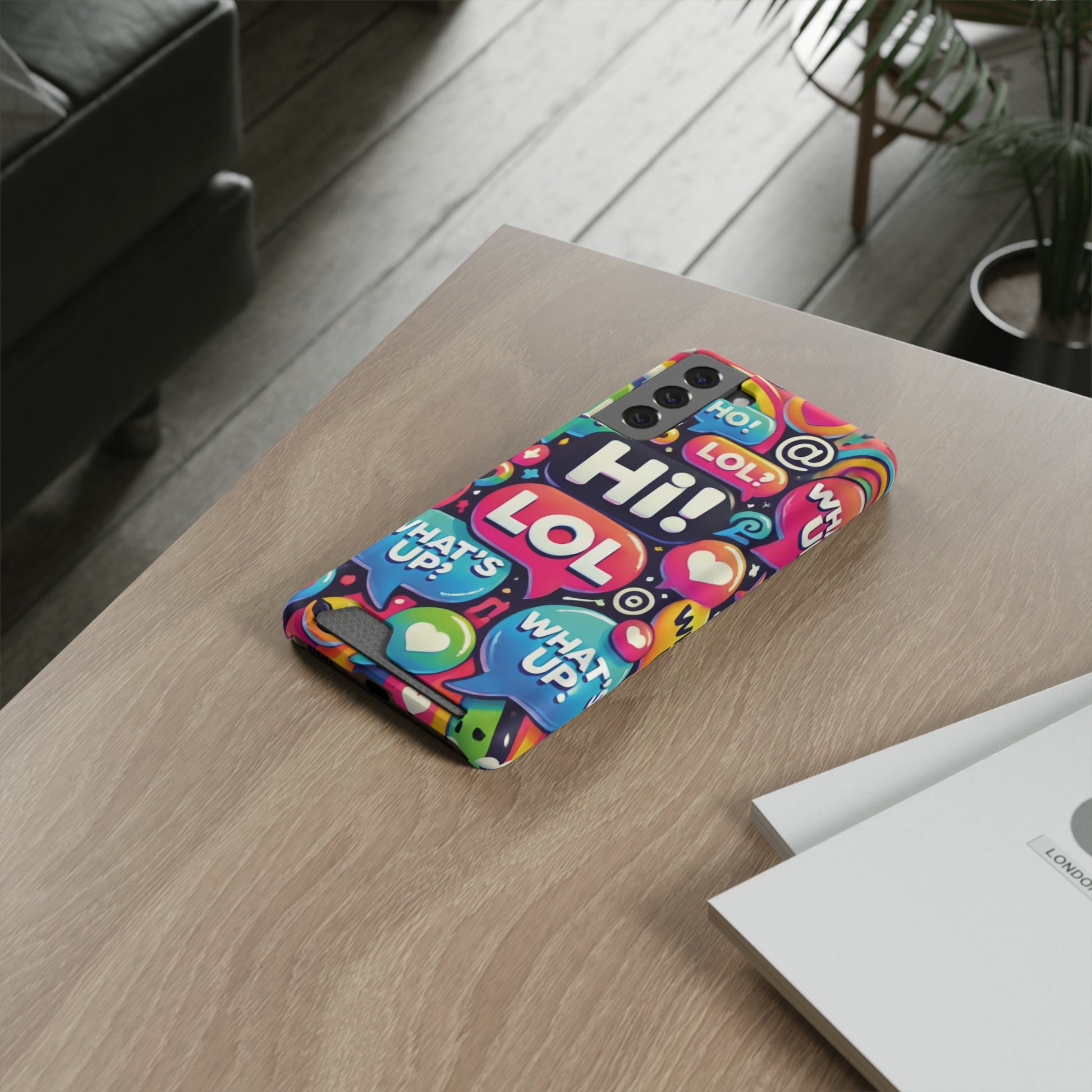 "Text Bubbles" - Phone Case With Card Holder - Creatively Designed Shop