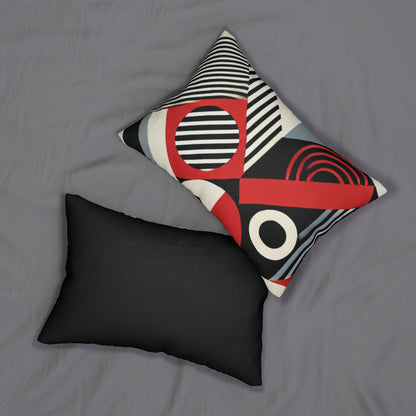 Red, Black & White Abstract - Spun Polyester Lumbar Pillow