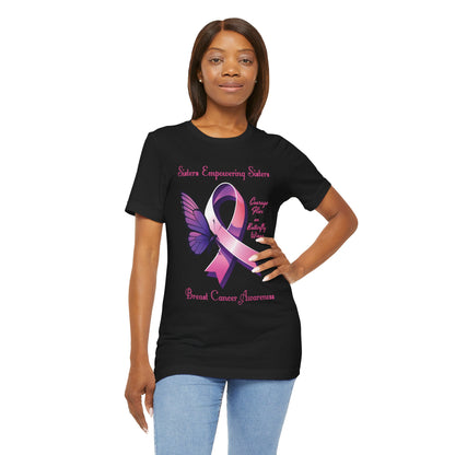 SES Breast Cancer Awareness "Courage Flies on Butterfly Wings" - Unisex Jersey Short Sleeve Tee