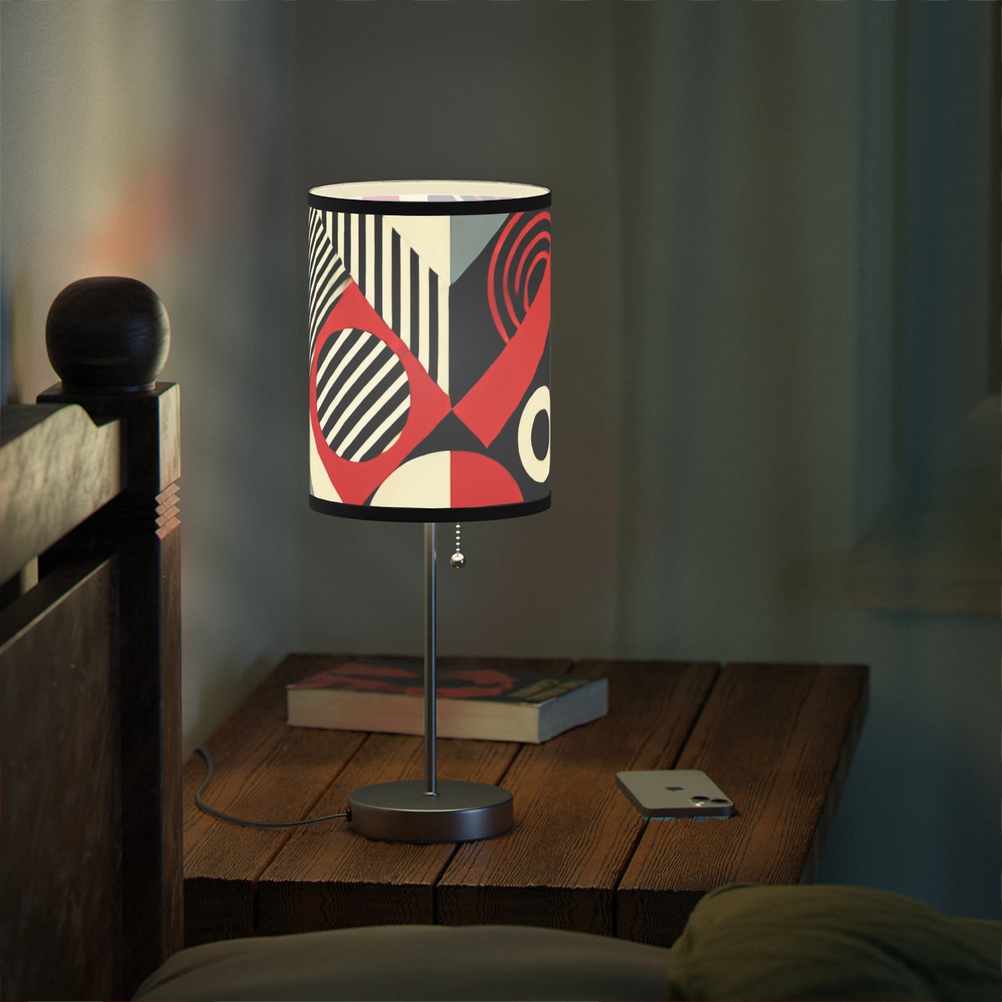 Red, Black & White Abstract - Lamp on a Stand, US|CA plug