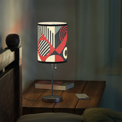 Red, Black & White Abstract - Lamp on a Stand, US|CA plug