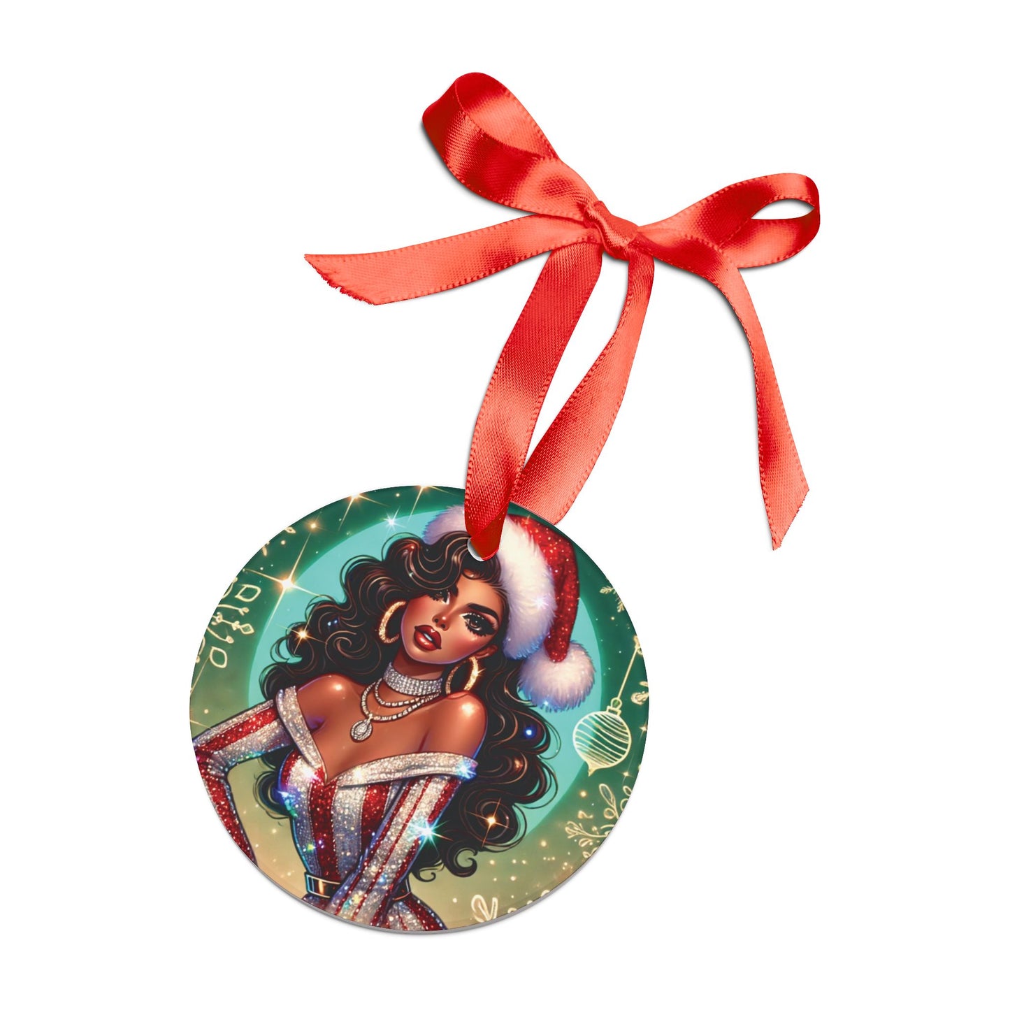 Christmas Beauty (Cultural) - Acrylic Ornament with Ribbon