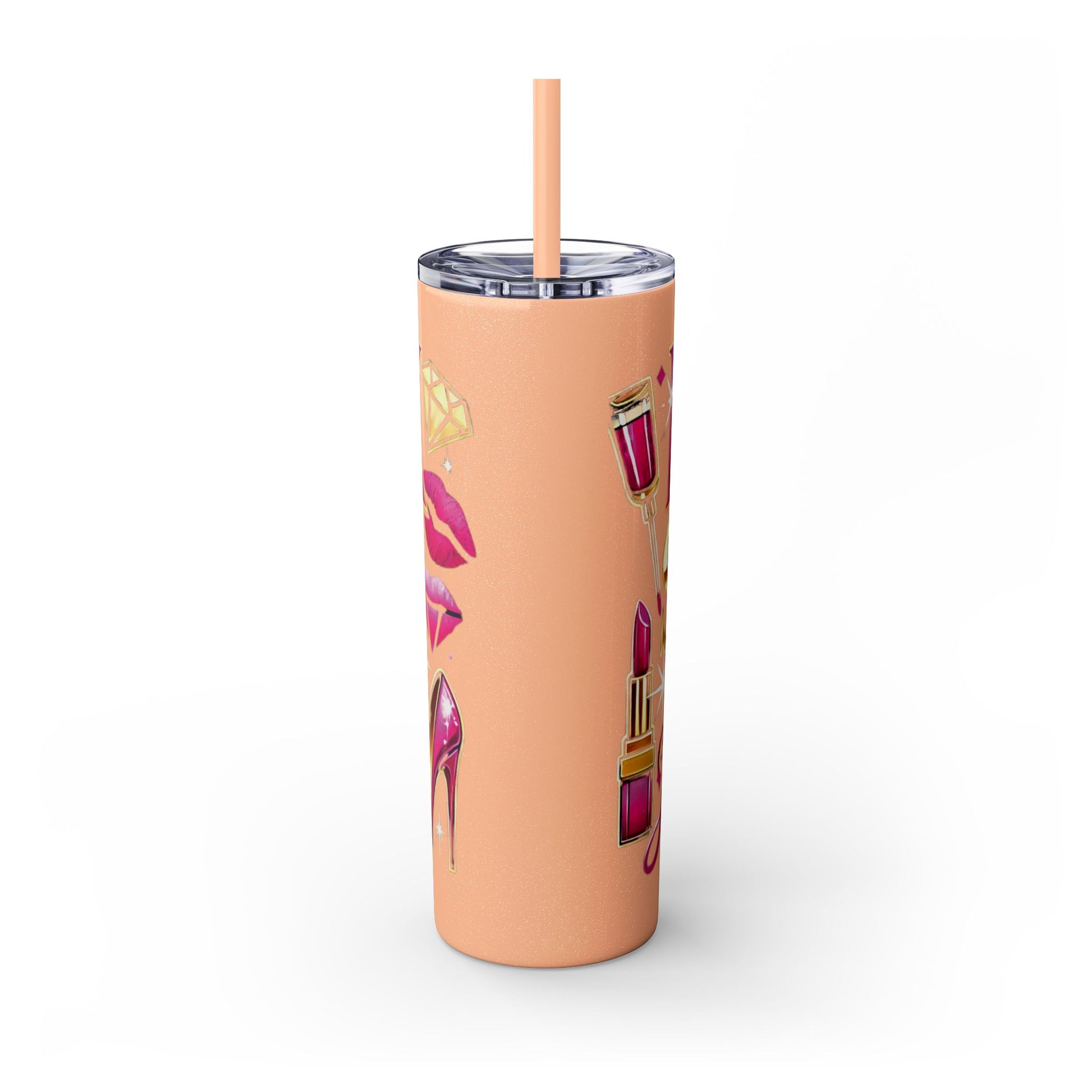 Pink, Sip & Love - Skinny Tumbler with Straw, 20oz - Creatively Designed Shop