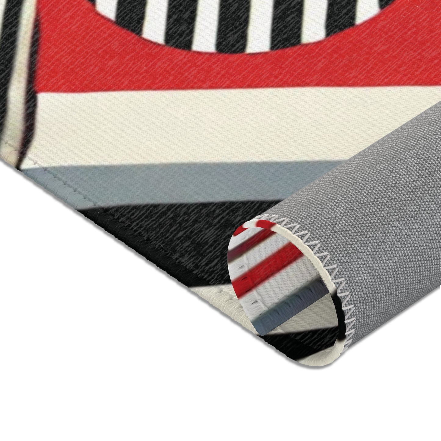 Red, Black & White Abstract - Area Rugs