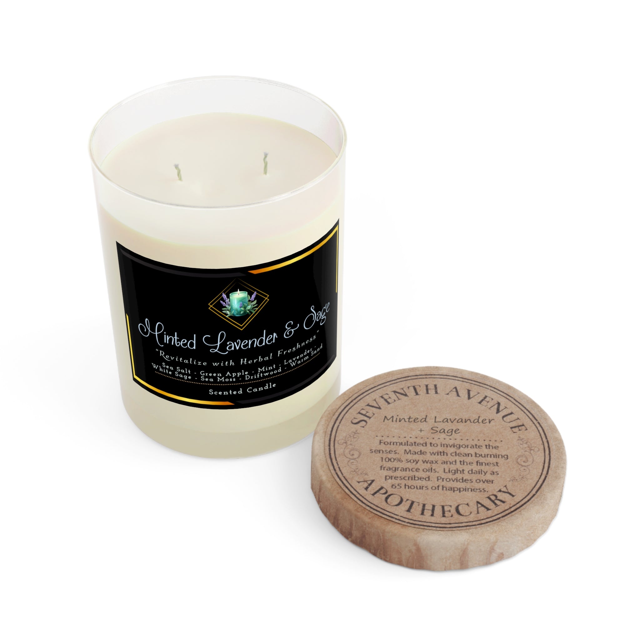 Minted Lavender & Sage - Scented Candle - Full Glass, 11oz