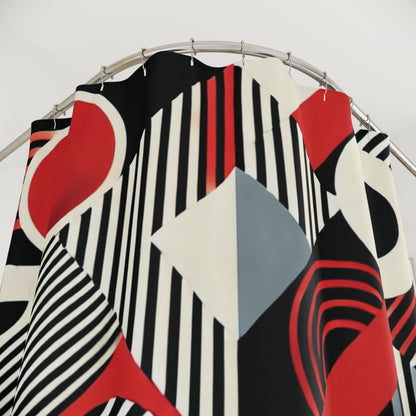 Red, Black & White Abstract - Shower Curtain