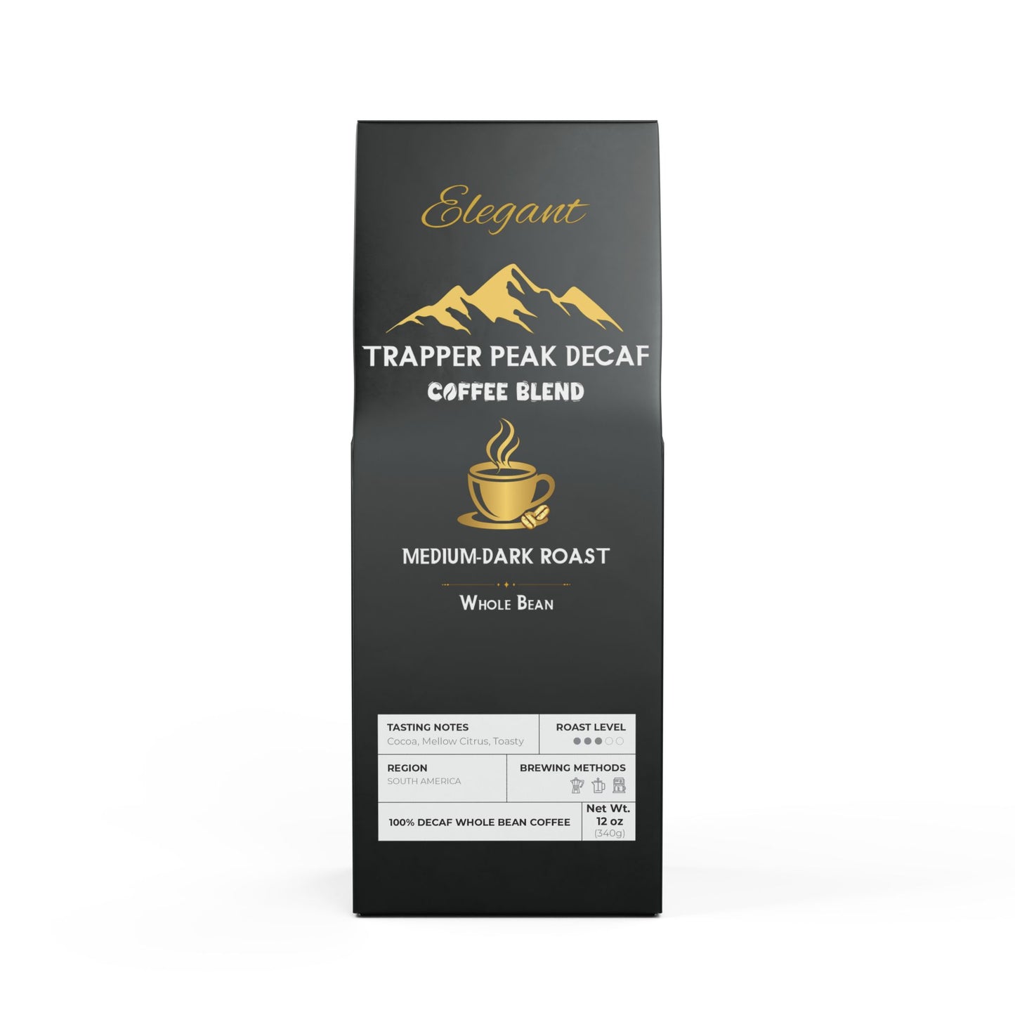 Elegant Trapper Peak Decaf Coffee Blend (Medium Roast)