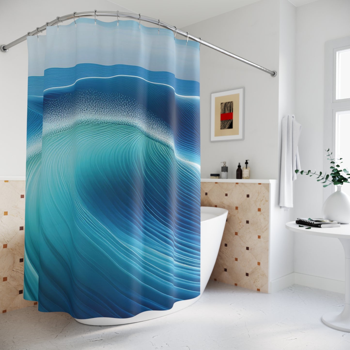 Shades of Blue Waves - Shower Curtain