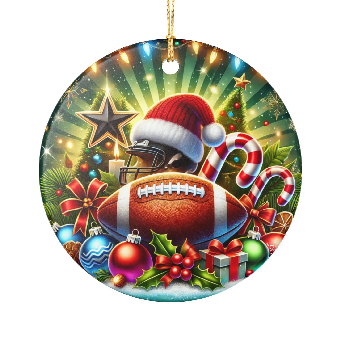 Football Christmas - Ceramic Decoration Ornament, (1pc)