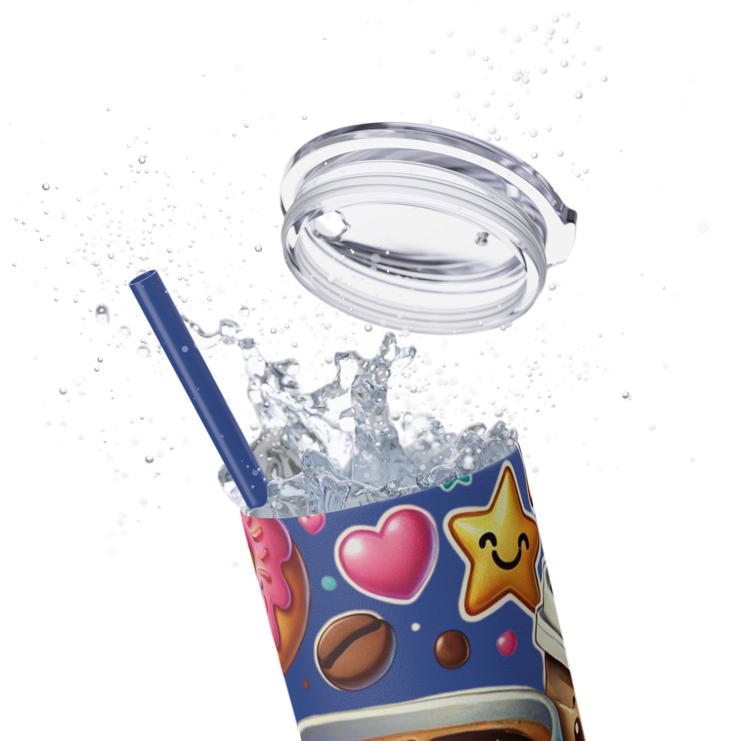 Coffee & Donuts - Skinny Tumbler with Straw, 20oz